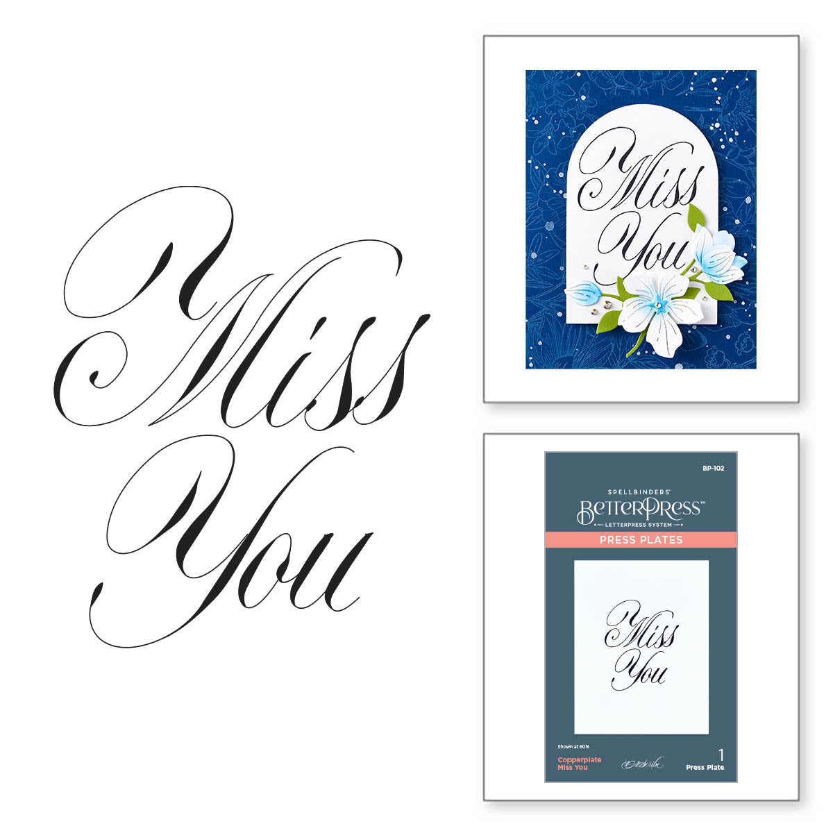 bp-102 Spellbinders Copperplate Miss You Press Plate product image