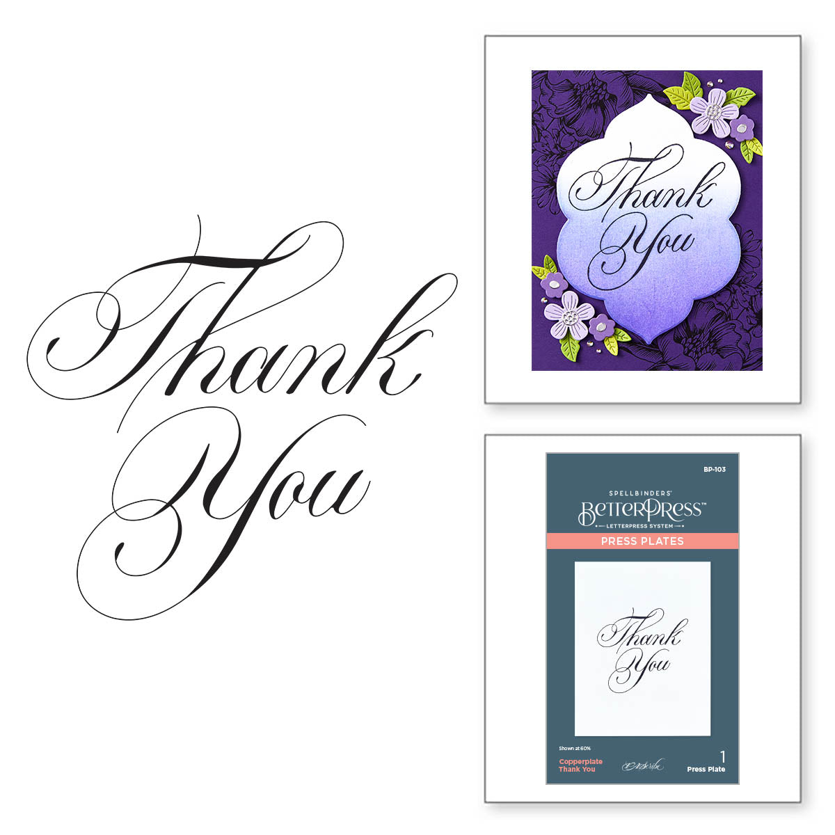 bp-103 Spellbinders Copperplate Thank You Press Plate product image