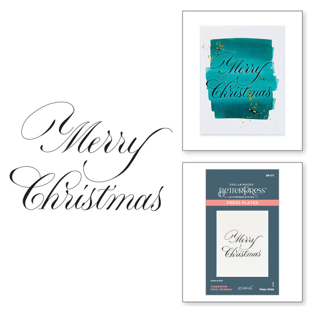 Spellbinders Copperplate Merry Christmas Press Plate bp-177
