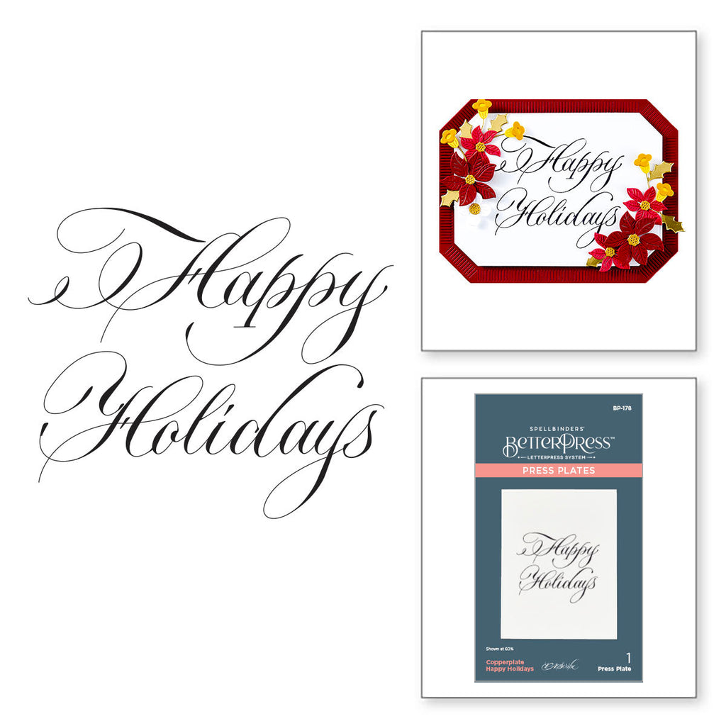 Spellbinders Copperplate Happy Holidays Press Plate bp-178