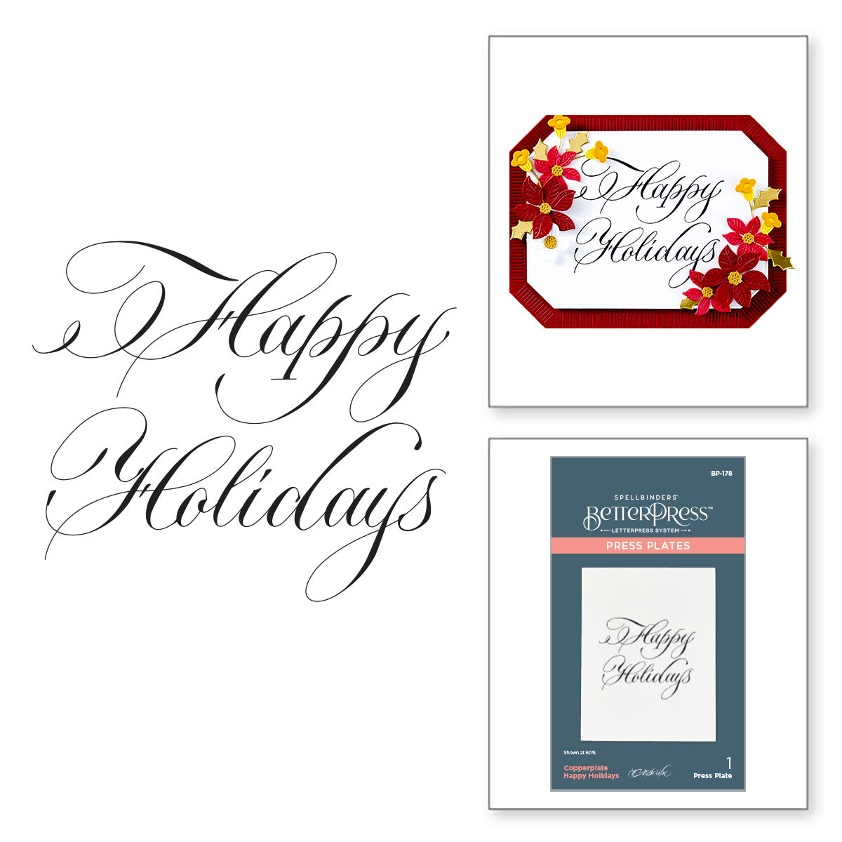 Spellbinders Copperplate Happy Holidays Press Plate bp-178