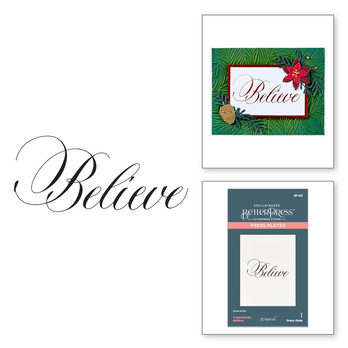 Spellbinders Copperplate Believe Press Plate bp-183