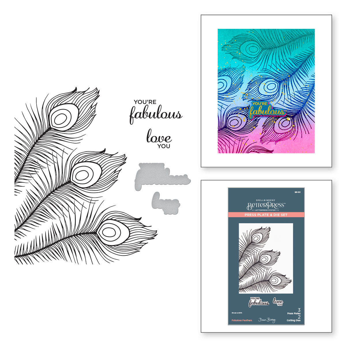 Spellbinders Fabulous Feathers Press Plate & Die Set bp-191
