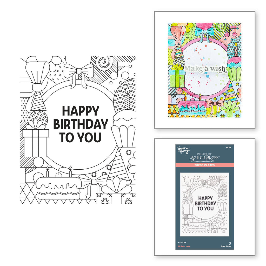 Spellbinders Birthday Bash Press Plate & Die Set bp-196