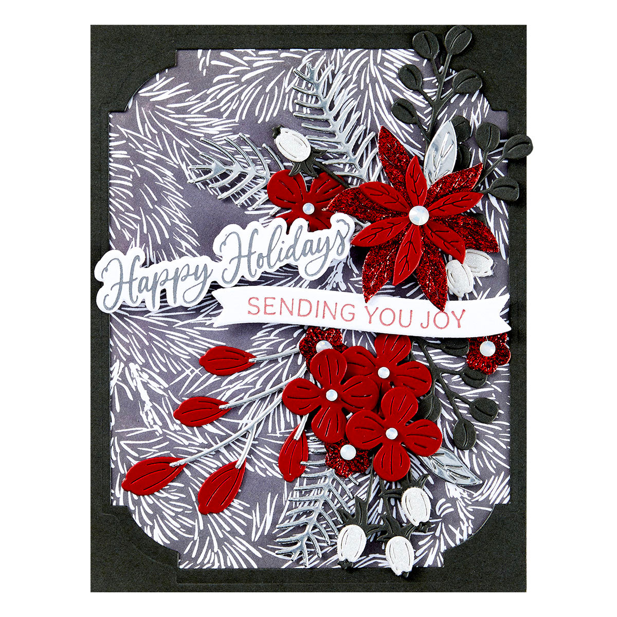 Spellbinders Mistletoe Greetings Press Plate & Die Set bp-199 happy holidays