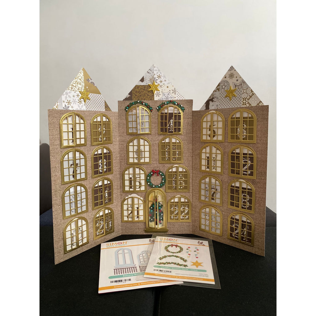Simon Says Stamp Balcony Windows Wafer Dies 1477sd And Everything Nice Christmas Countdown