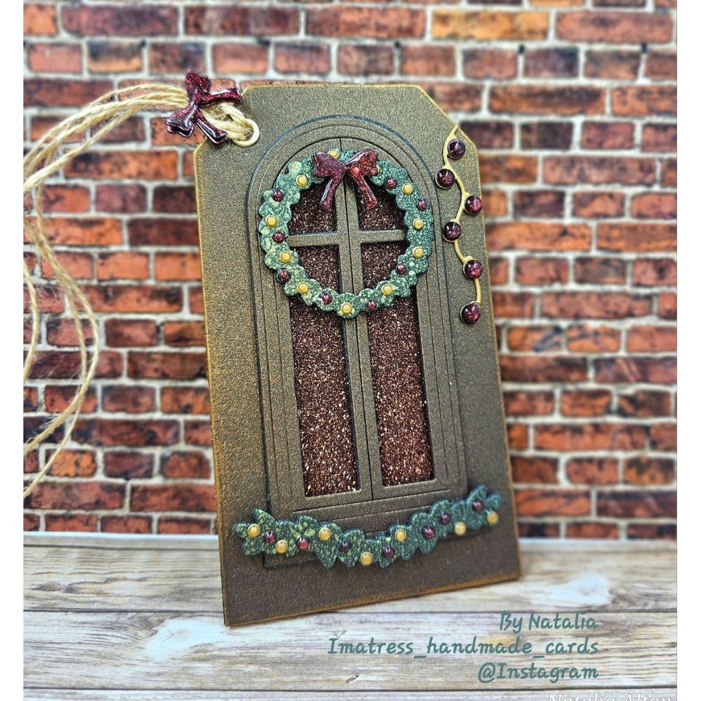 Simon Says Stamp Balcony Windows Wafer Dies 1477sd And Everything Nice Christmas Tag