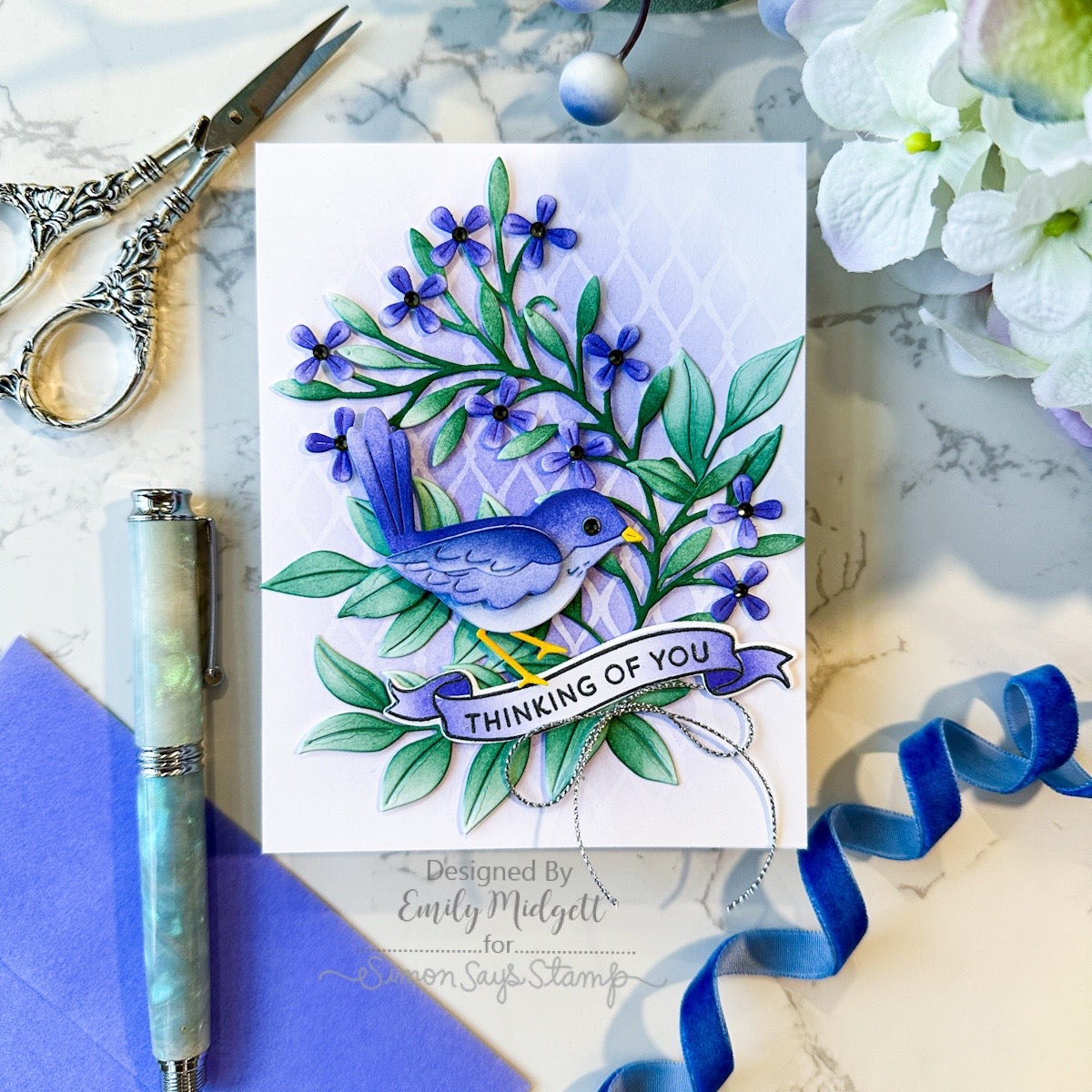 Simon Says Stamp Banner Greetings Wafer Dies 1301sdc Moments in Time Thinking of You Card | color-code:ALT06