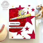 Rainbow Splash Stencil Baseball rss108c Birthday Card