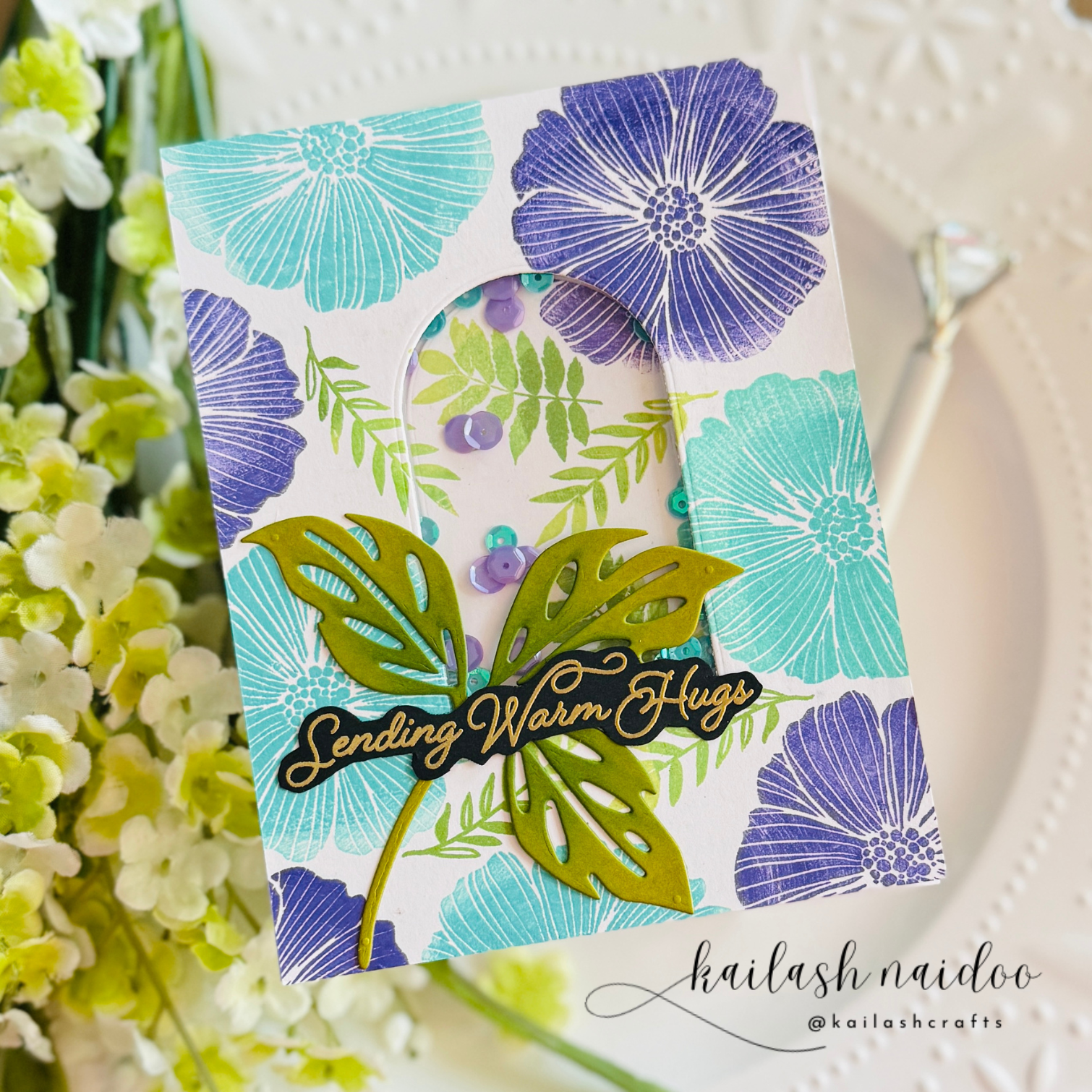 Simon Says Stamp Basil Leaves Wafer Dies 1315md Friend Like You Hugs Card