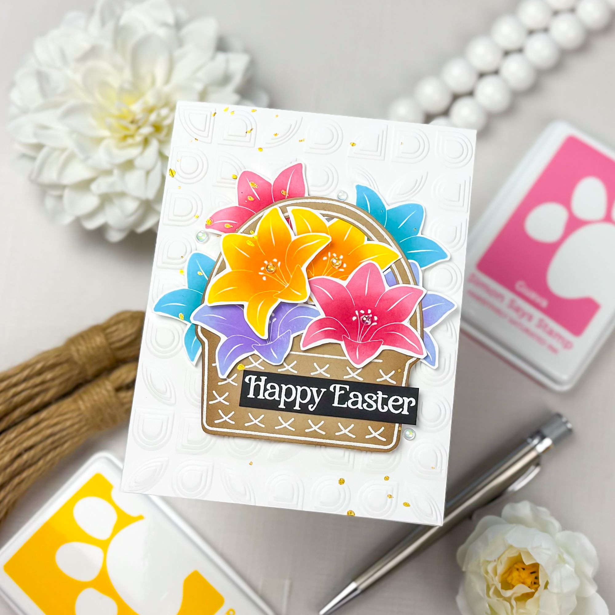 Simon Says Clear Stamps Basket of Blooms 2380ssc Beautiful Moments Easter Card