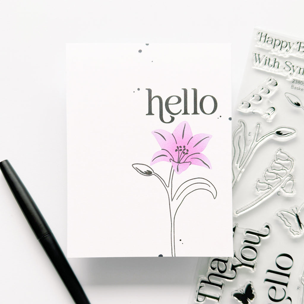 Simon Says Clear Stamps Basket of Blooms 2380ssc Beautiful Moments Hello Card