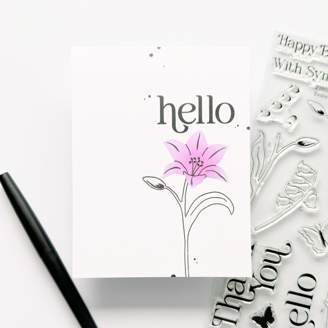 Simon Says Clear Stamps Basket of Blooms 2380ssc Beautiful Moments Hello Card