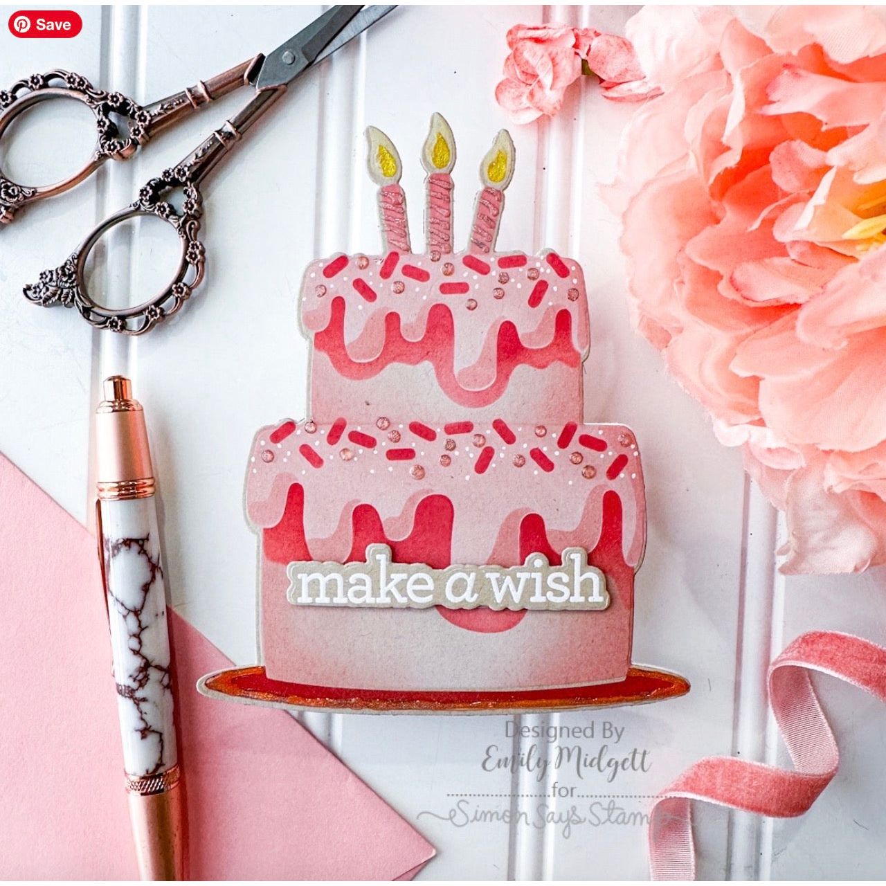 Simon Says Stamp Stencils and Dies Big Birthday Cake set862bc Sweet Wishes Birthday Card | color-code:ALT05
