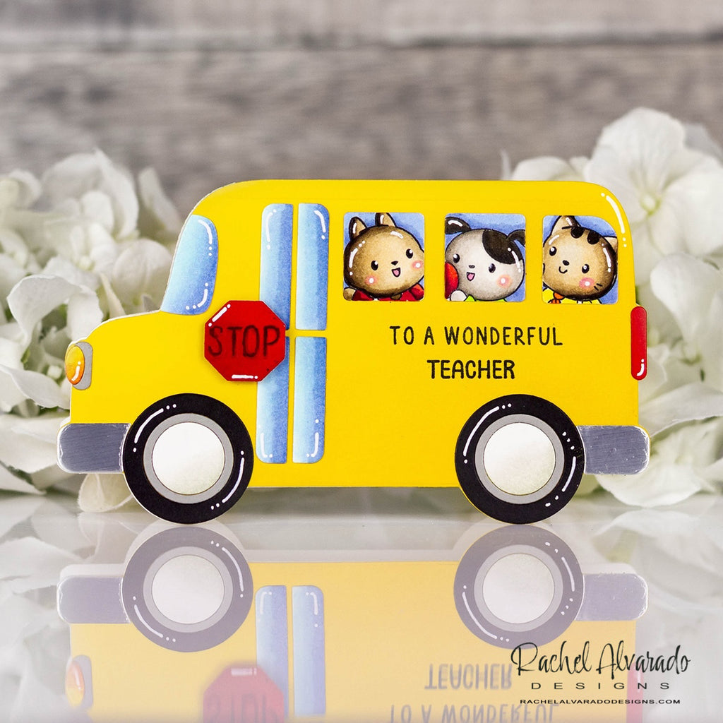 Simon Says Stamp Big Bus Wafer Dies 1383sd Happy Camper Teacher Card