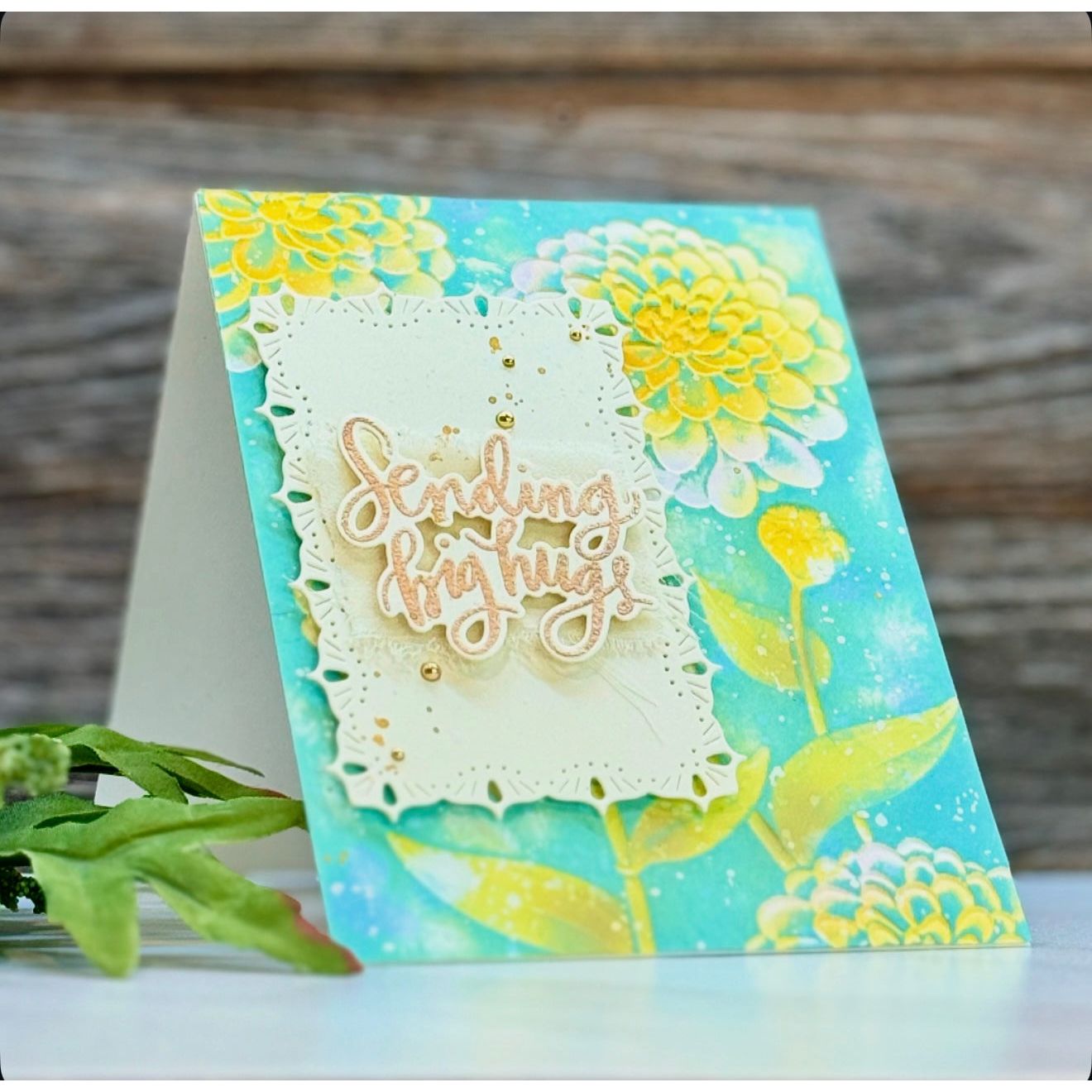 Simon Says Stamp Big Scripty Greetings Wafer Dies 1302sdc STAMPtember Hugs Card