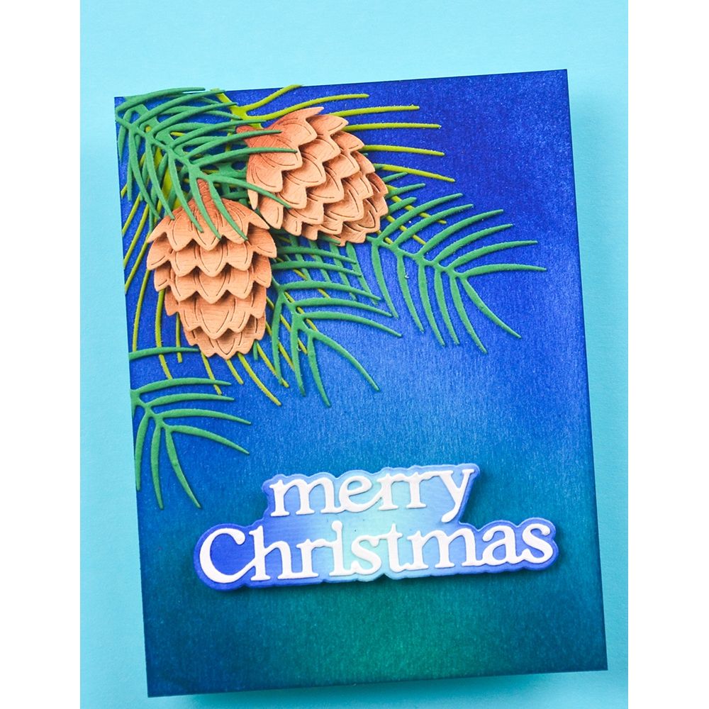 Birch Press Design Merry Christmas Dapper Script Dies 57643 pinecones