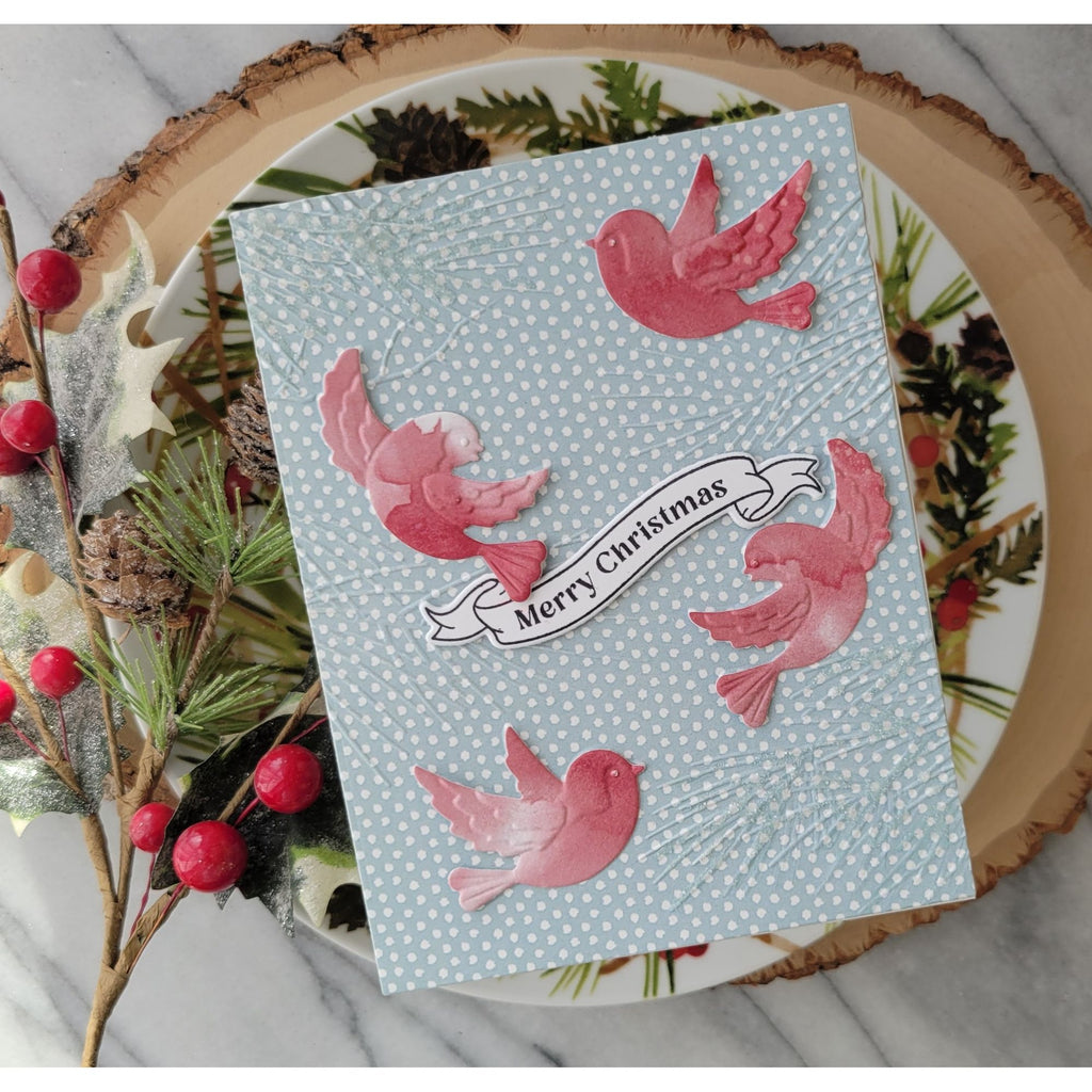 Simon Says Stamp Embossing Folder and Cutting Dies Birds in the Pines sfd520 DieCember Christmas Card | color-code:ALT01