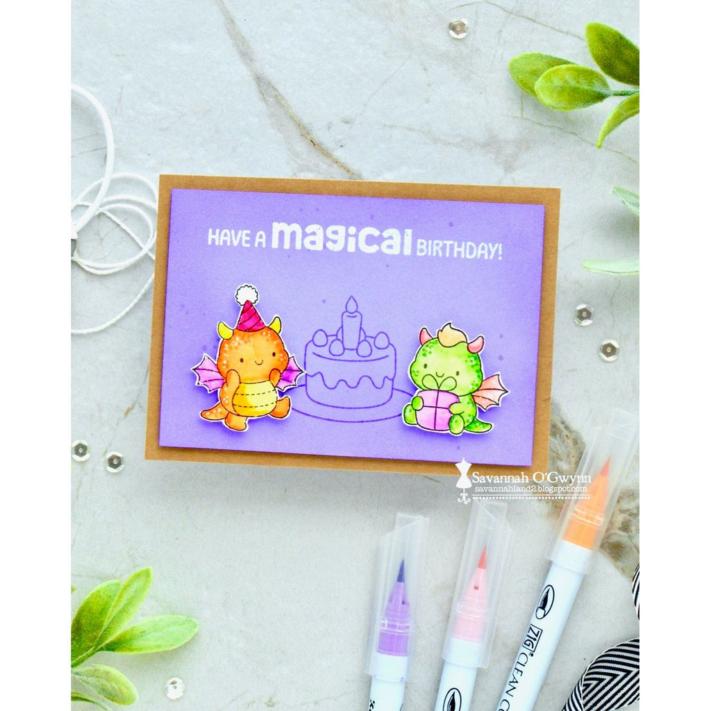 Simon Says Clear Stamps Birthday Dragons 3201ssc Moments in Time Birthday Card