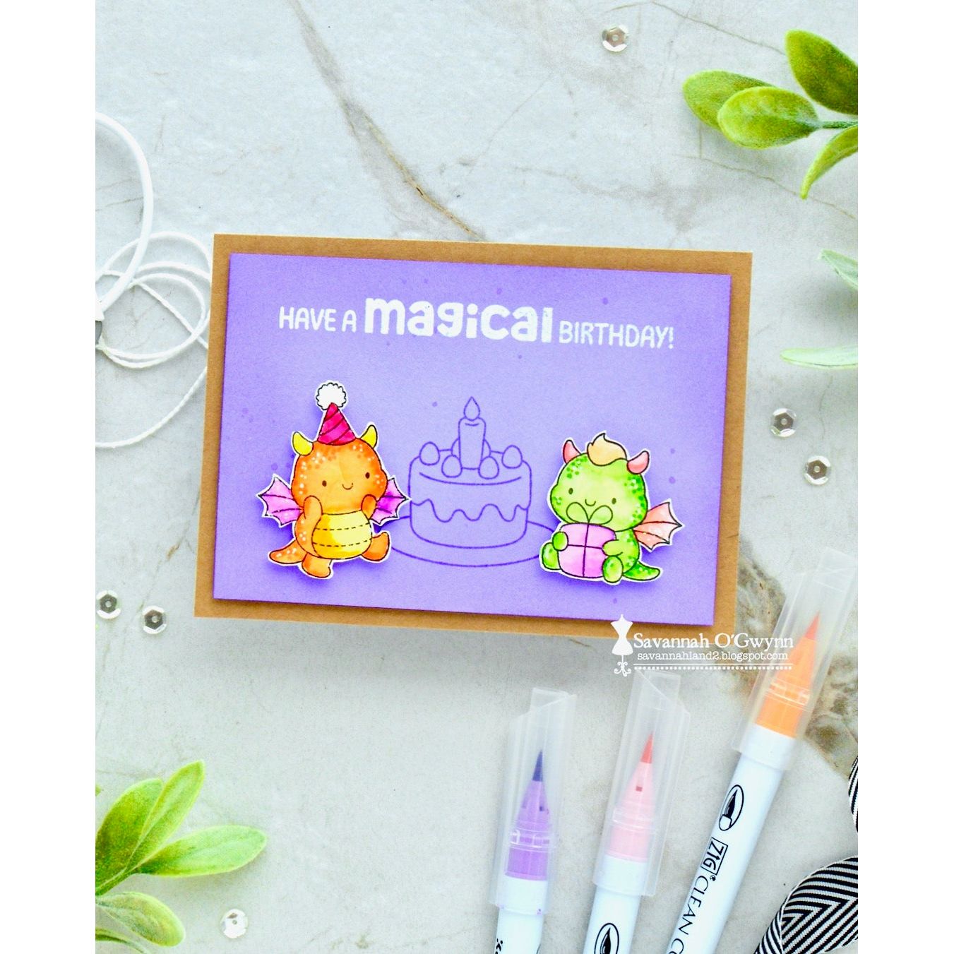 Simon Says Clear Stamps Birthday Dragons 3201ssc Moments in Time Birthday Card