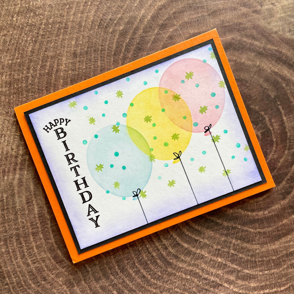 Gina K Designs Birthday Wishes Stamps and Dies dwdie0537 Happy Birthday Balloons orange Debbie