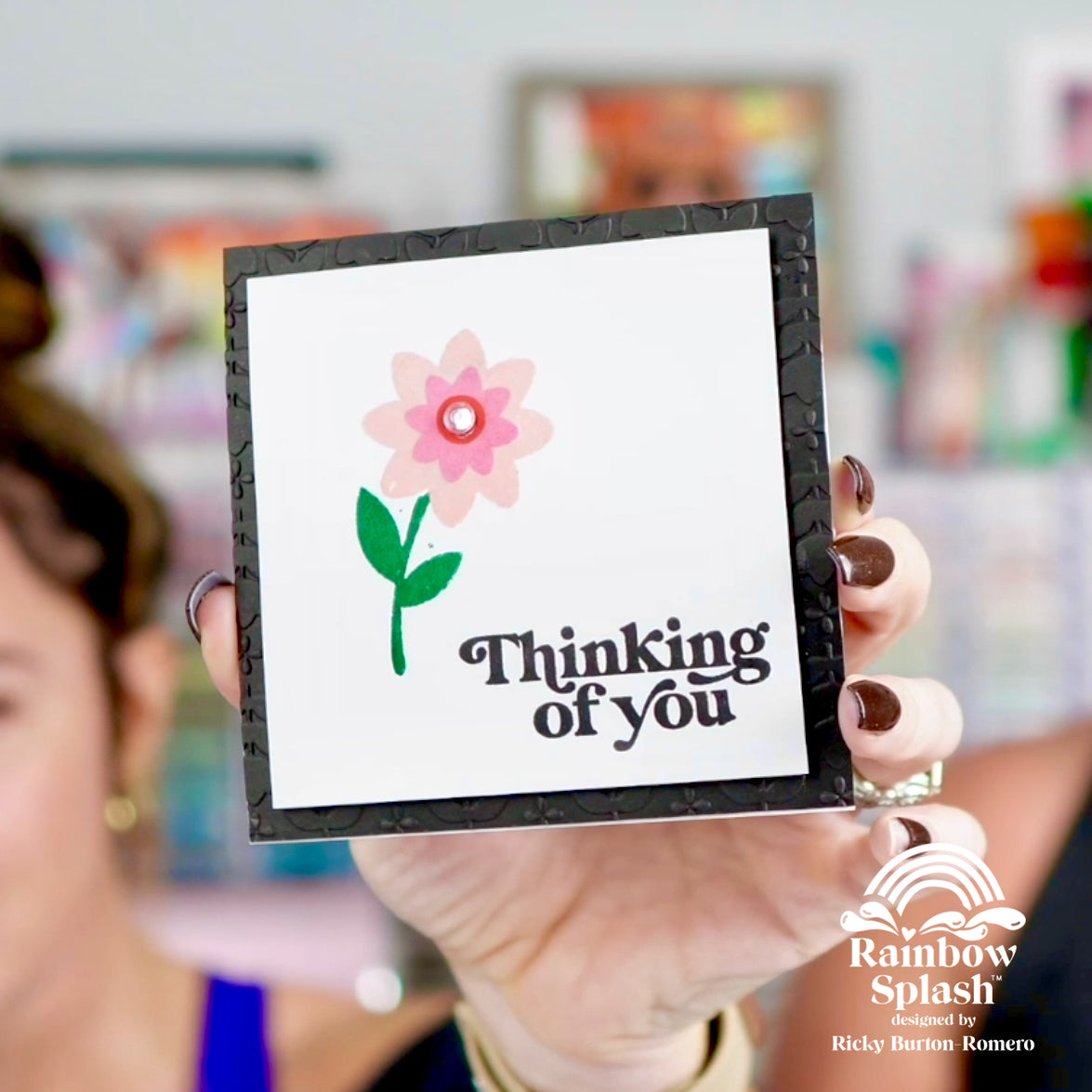 Rainbow Splash Cardstock Black rsc16 Thinking of You Card