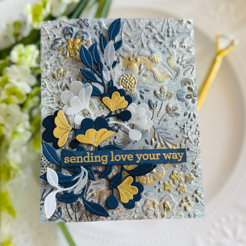 Simon Says Stamp Embossing Folder Boho Flowers sf510 STAMPtember Love Card