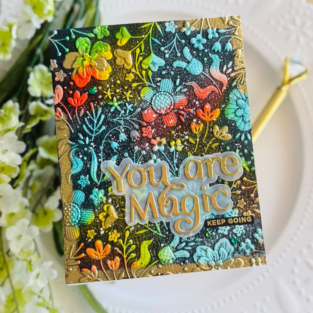 Simon Says Stamp Embossing Folder Boho Flowers sf510 STAMPtember Encouragement Card