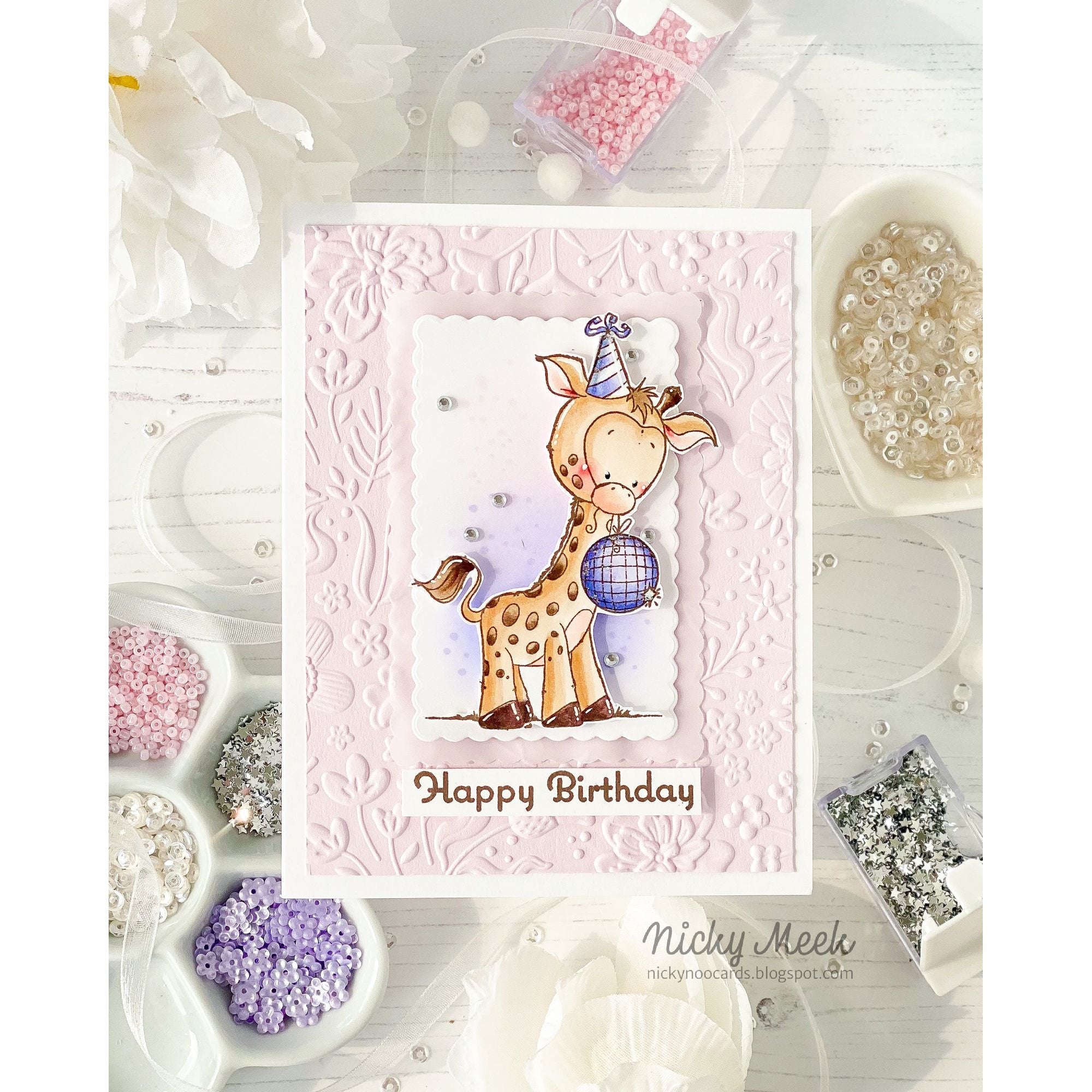 Simon Says Stamp Embossing Folder and Cutting Dies Boho Flowers sfd510 STAMPtember Birthday Card 
