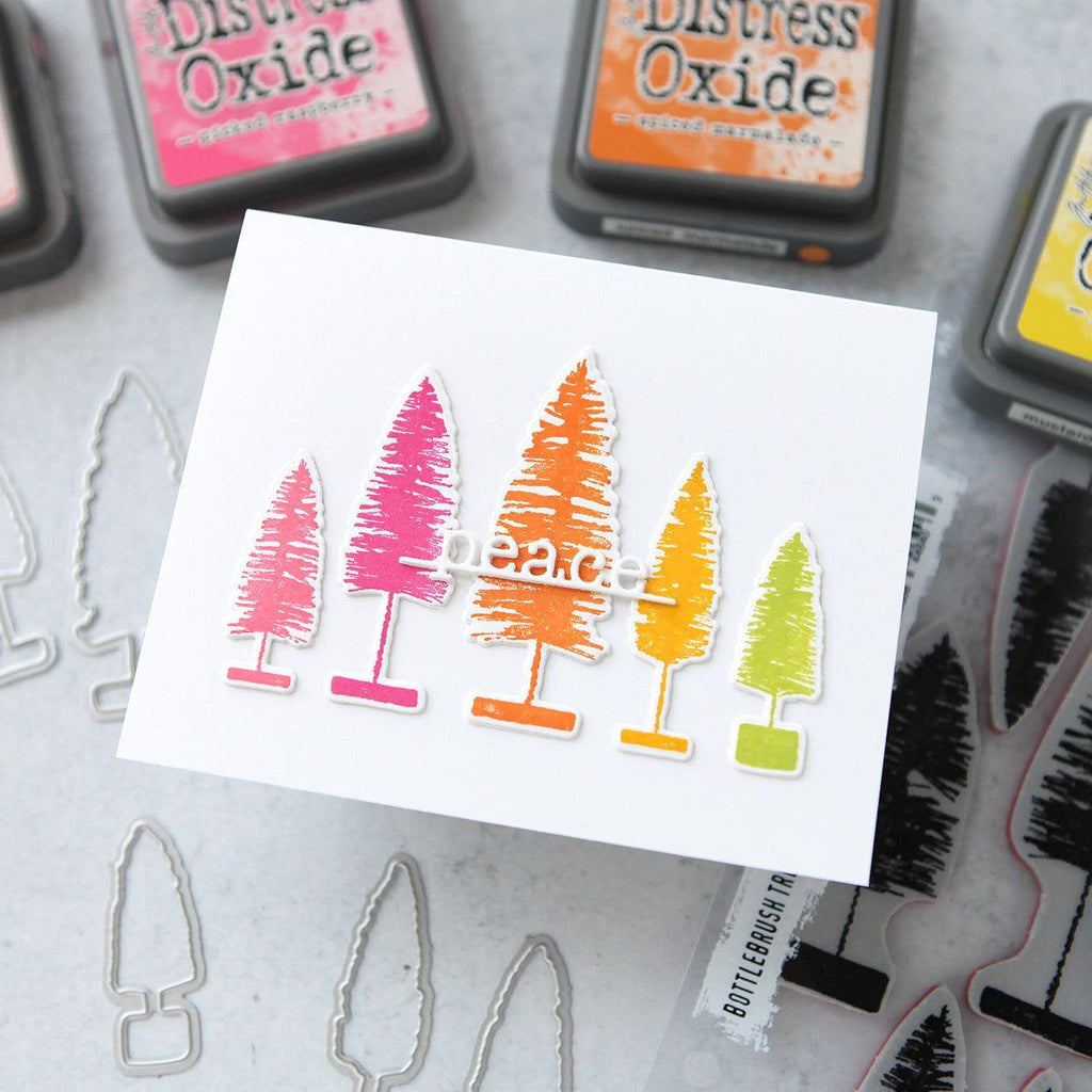 Tim Holtz Bottle Brush Trees Stamps With Simon Says Stamp Dies Bundle setbb24