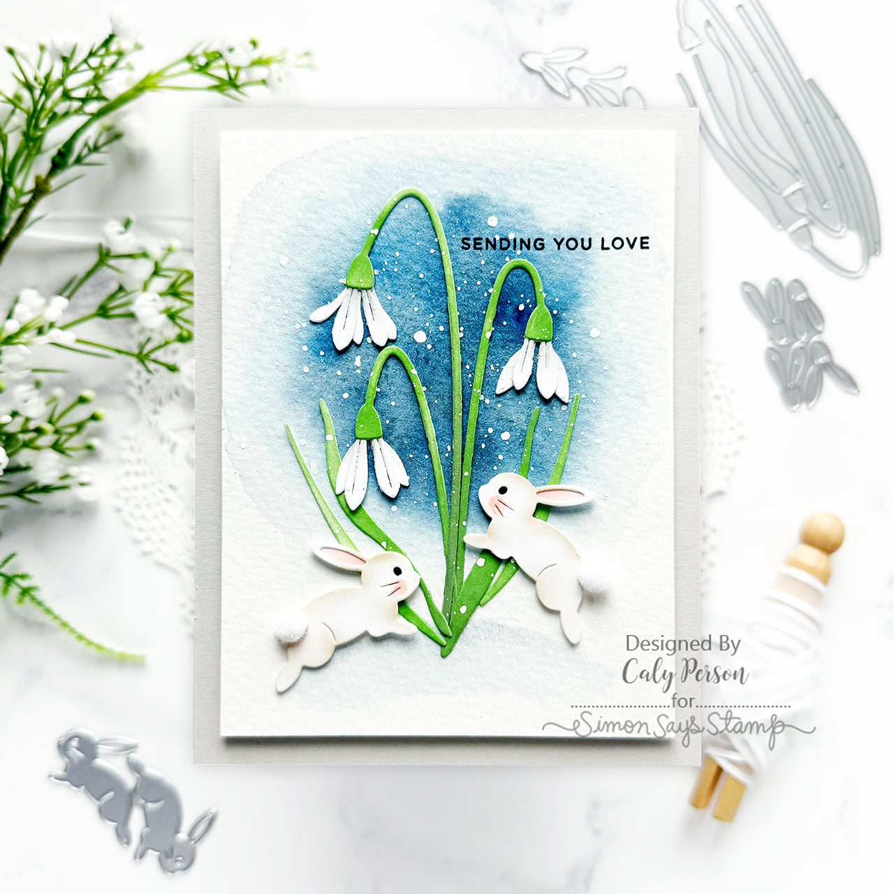 Simon Says Stamp Bounding Bunnies Wafer Dies s990 Rain or Shine Love Card | color-code:ALT04