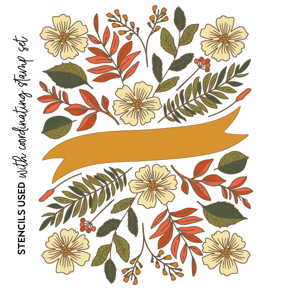 Honey Bee Bountiful Banner Stencils hbsl-134 with stamp outline