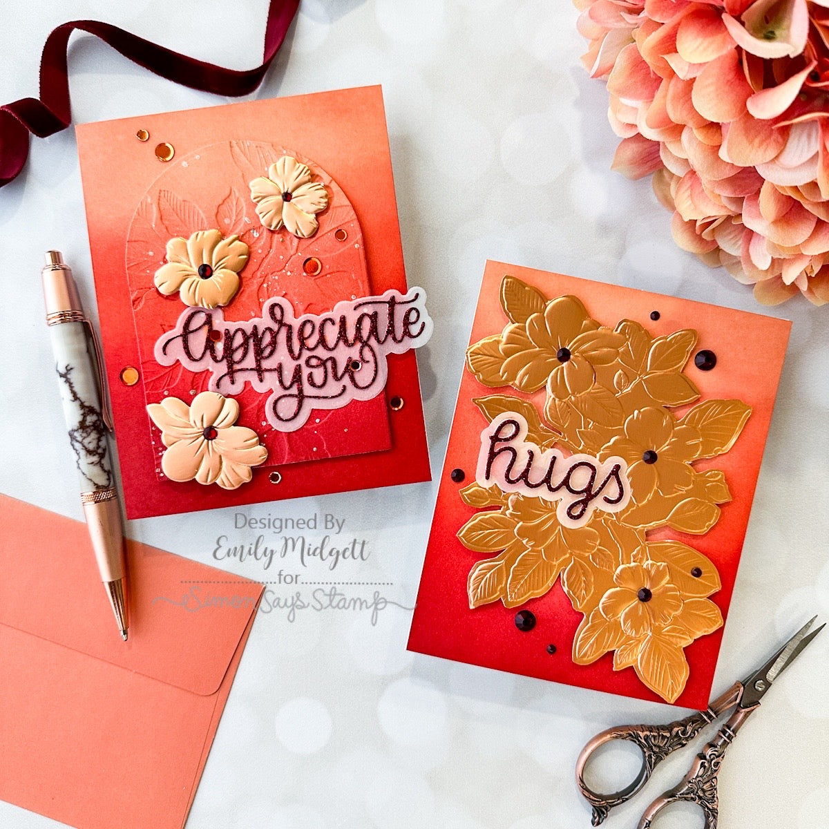 Simon Says Stamp Embossing Folder and Cutting Dies Branching Flowers sfd400 Be Bold Elegant Cards | color-code:ALT06