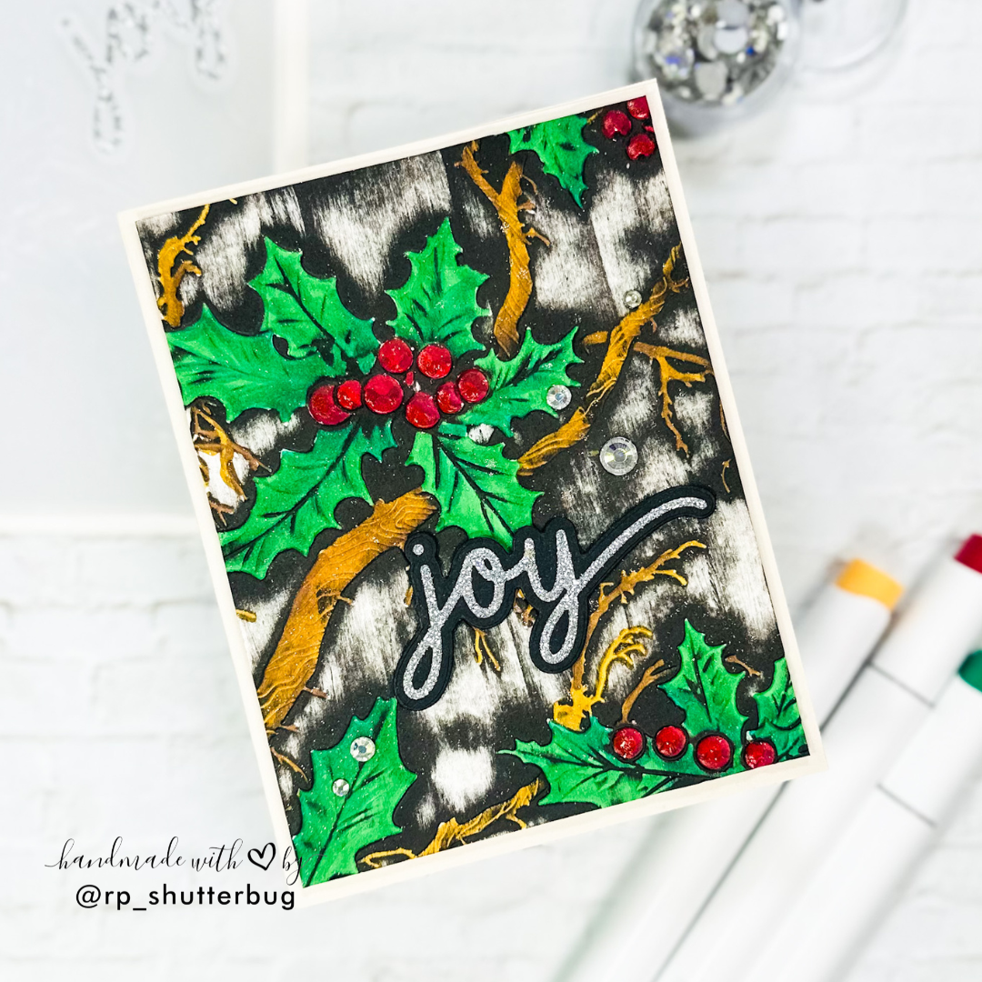 Simon Says Stamp Embossing Folder Branching Holly sf519 And Everything Nice Christmas Card