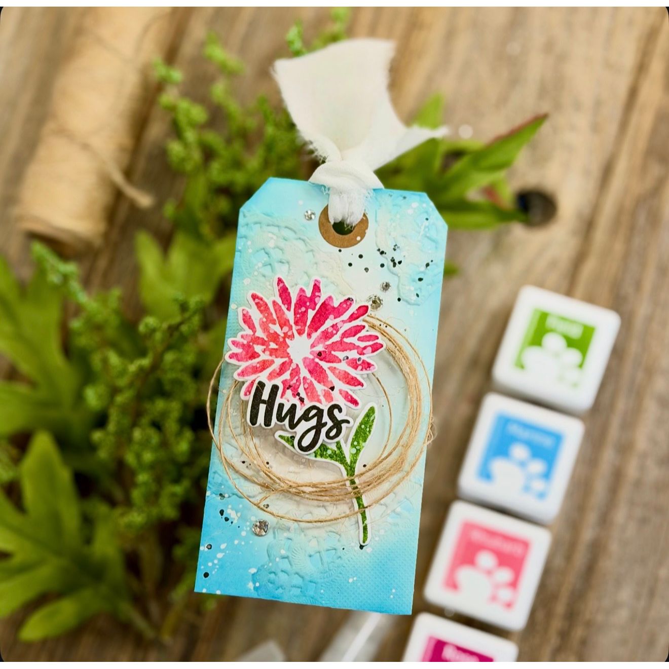 Simon Says Stamp and Dies Basic Brushstroke Greetings set1168bb Hugs Tag