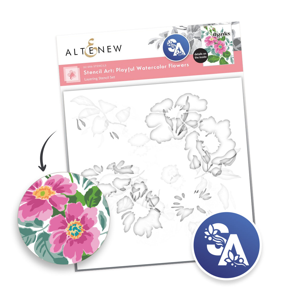 Altenew Stencil Art Playful Watercolor Flowers Layering Stencils alt8693