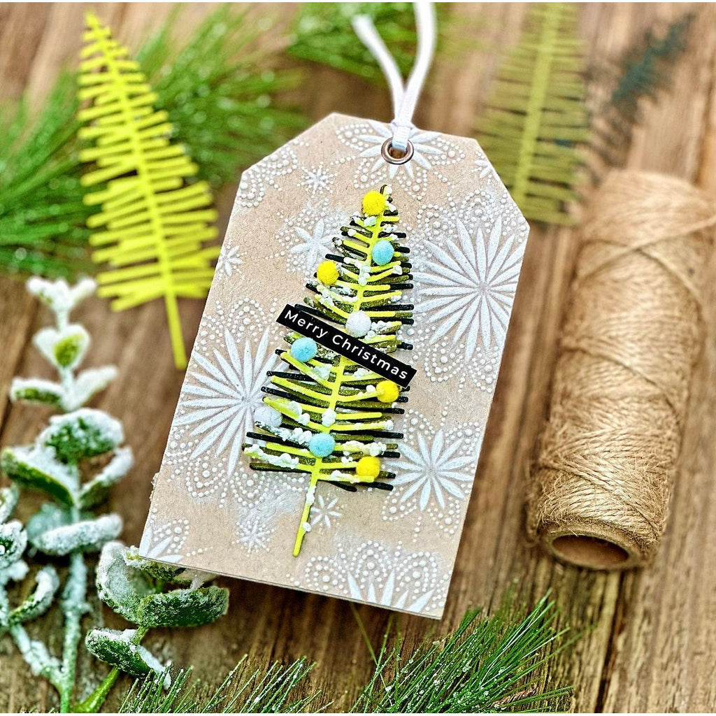 Simon Says Stamp Embossing Folder And Dies Burst Snowflakes sfd365 All The Joy Christmas Tag