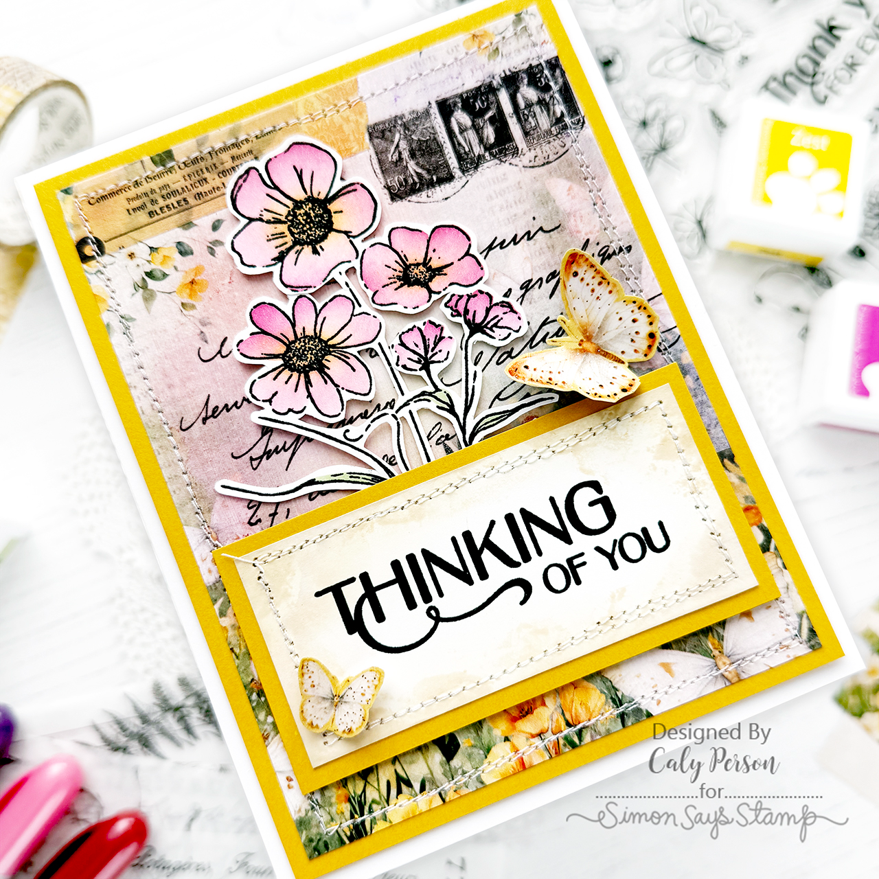 Simon Says Stamp Butterfly Blossoms Wafer Dies 1317sdc Thinking of You Card | color-code:ALT09
