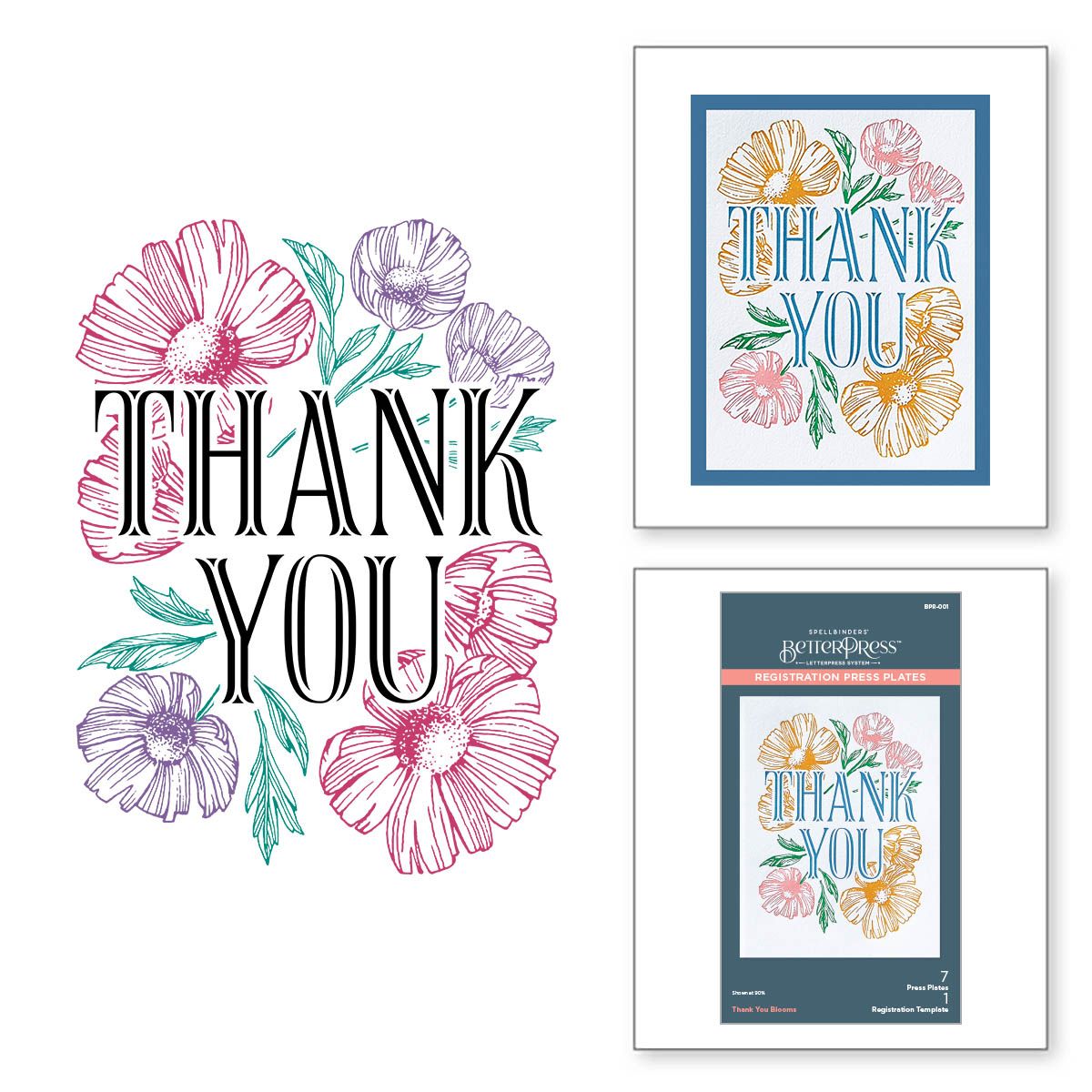 bpr-001 Spellbinders Thank You Blooms Registration Press Plates product image
