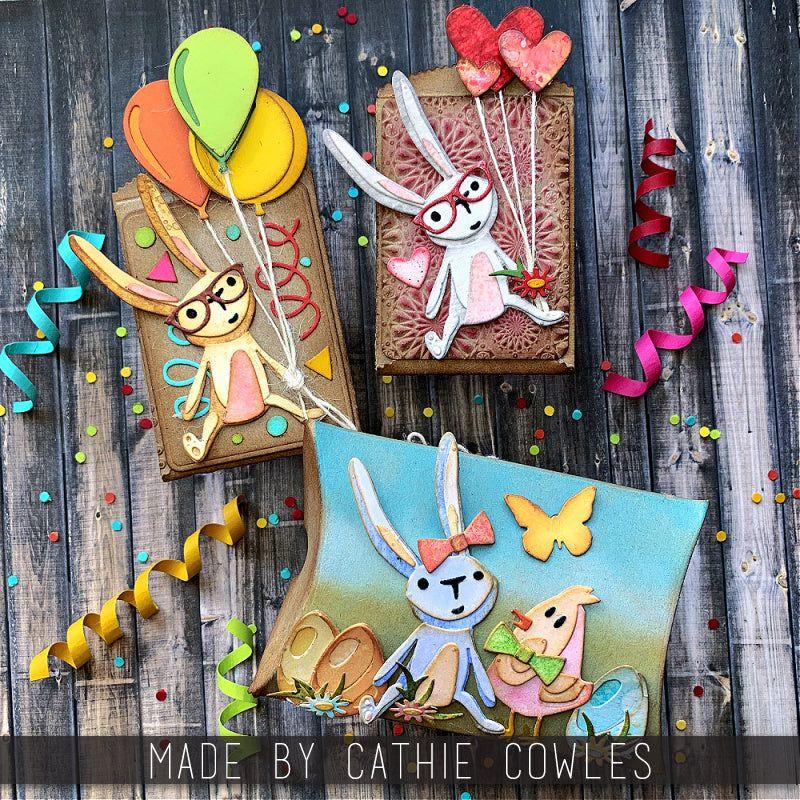 Tim Holtz Sizzix Vault Pillow Box and Bag Thinlits Dies 666568 bunny