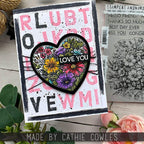Tim Holtz Cling Rubber Stamps Floristry With Acrylic Grid Block cms485 love you