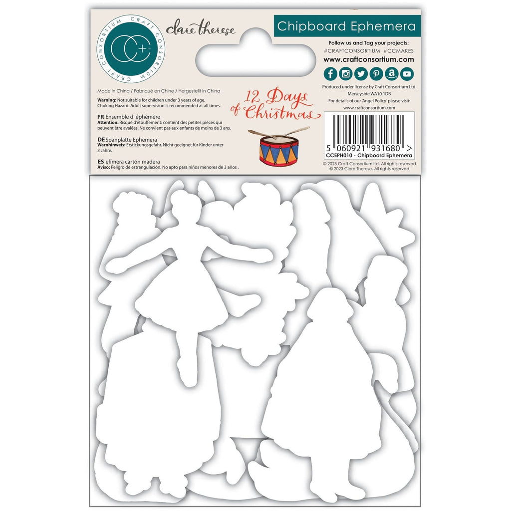 Craft Consortium 12 Days of Christmas Chipboard Ephemera CCEPH010 back