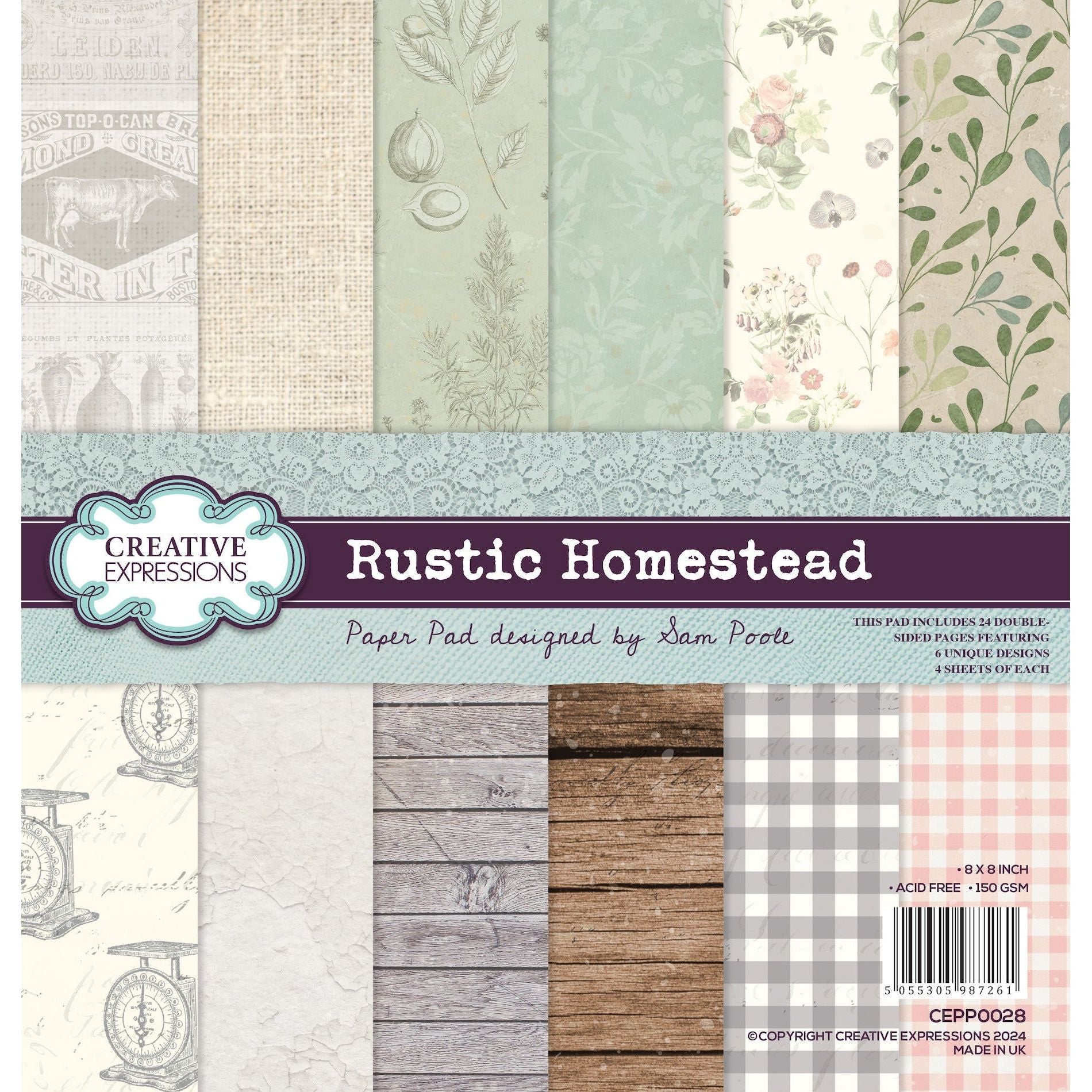 Creative Expressions Rustic Homestead 8x8 Paper Pad cepp0028