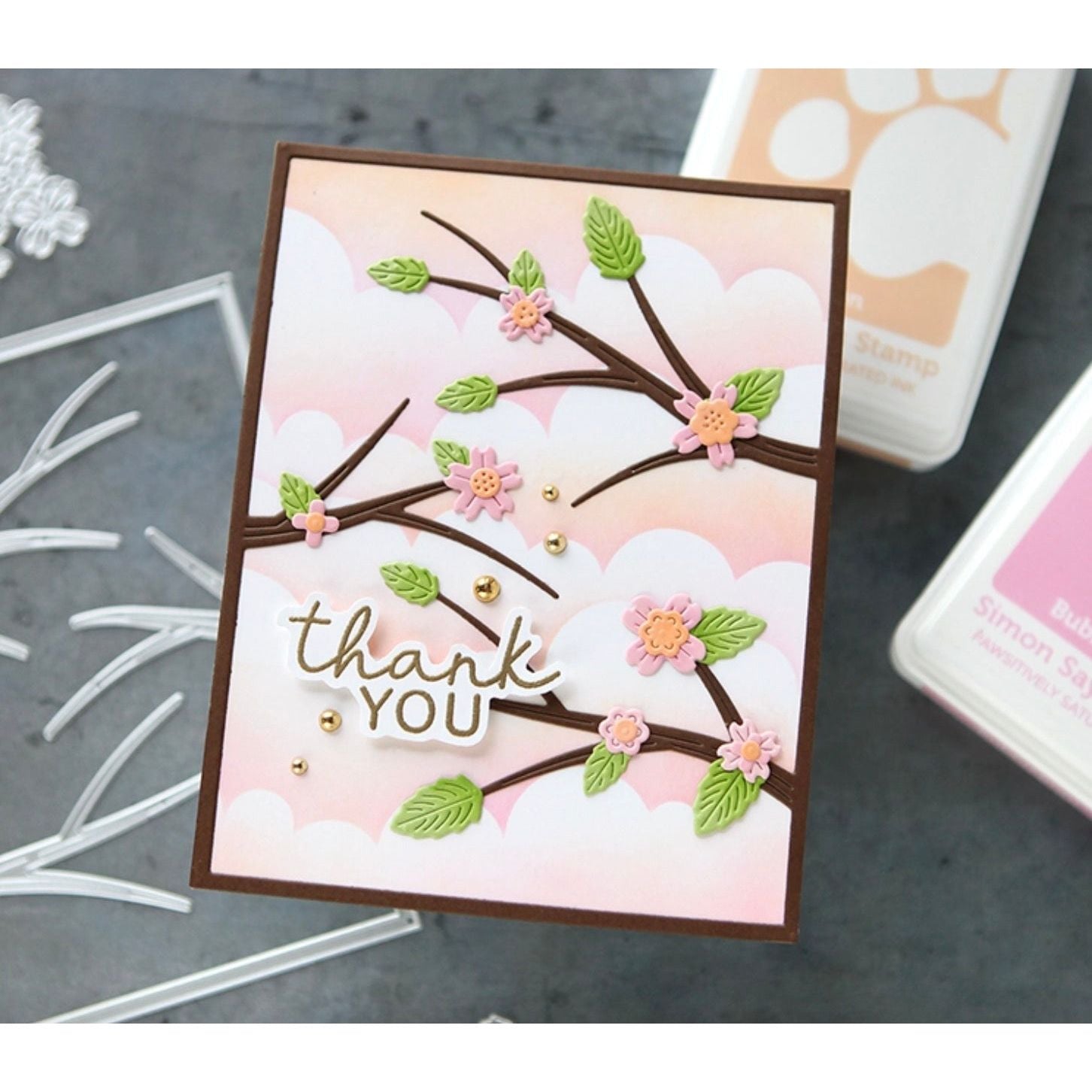 Simon Says Stamp Whimsical Branch Frame Wafer Dies s1024 Rain or Shine Thank You Card | color-code:ALT05