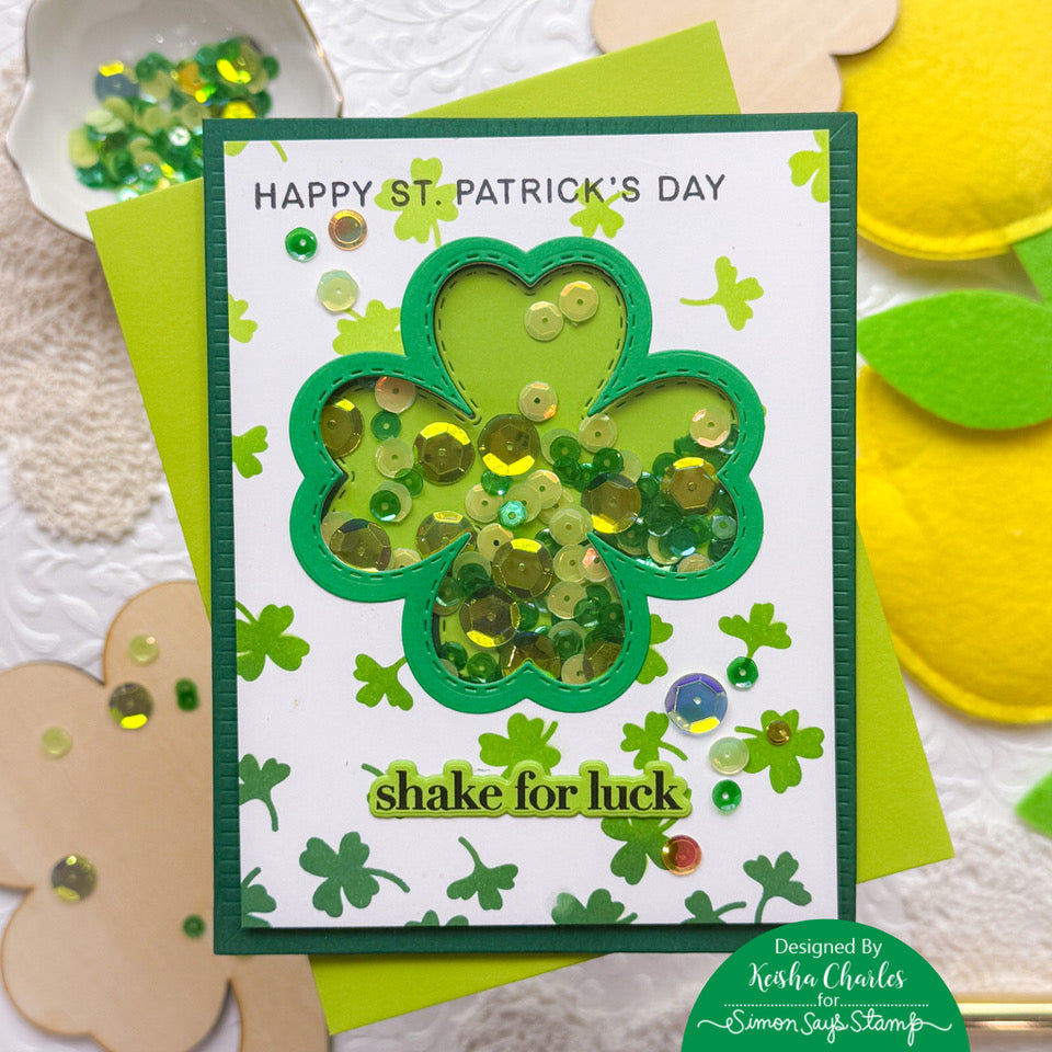 CZ Design Stamps and Dies Clover Shaker Bundle set1189cs In My Heart Shake for Luck Card