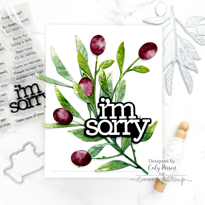 Simon Says Stamp Tuscan Olive Branch Wafer Die s917 Cheering for You I'm Sorry Card | color-code:ALT03