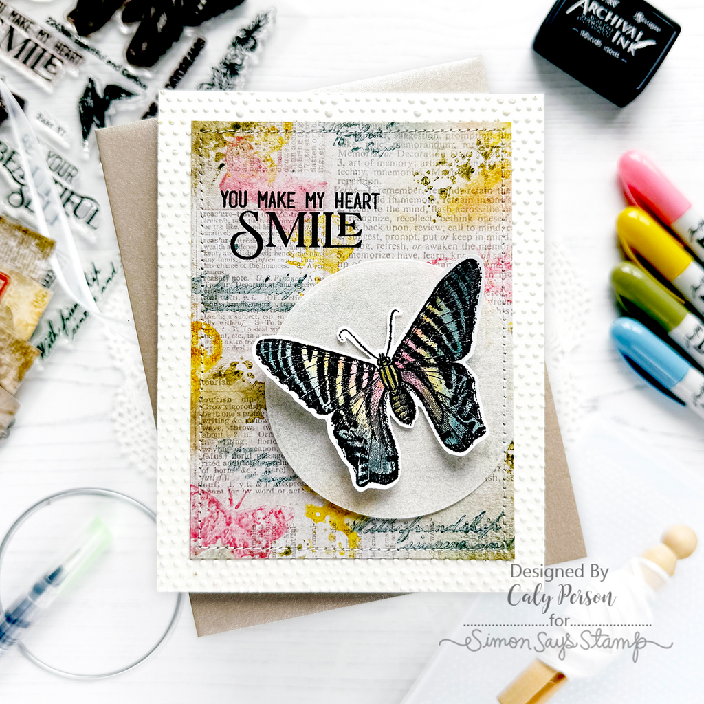 Simon Says Stamp Embossing Folder Dotted Diamond sf503 Friend Card | color-code:ALT09