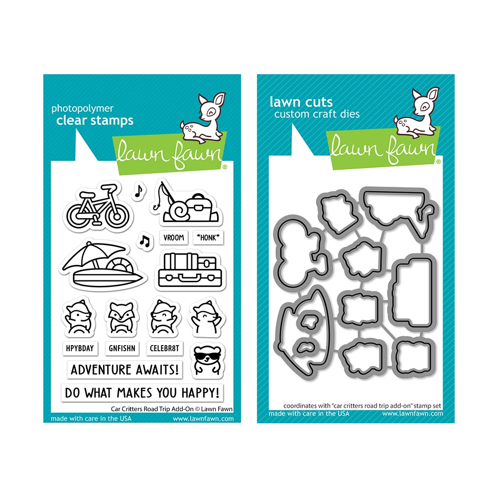 Lawn Fawn Set Car Critters Road Trip Add-On Stamps and Dies lf6rta