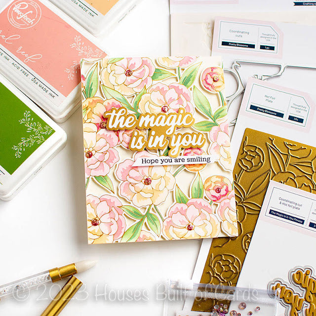 PinkFresh Studio Pretty Blossoms Die 200323 Floral Magic Smiling Card | color-code:ALT02