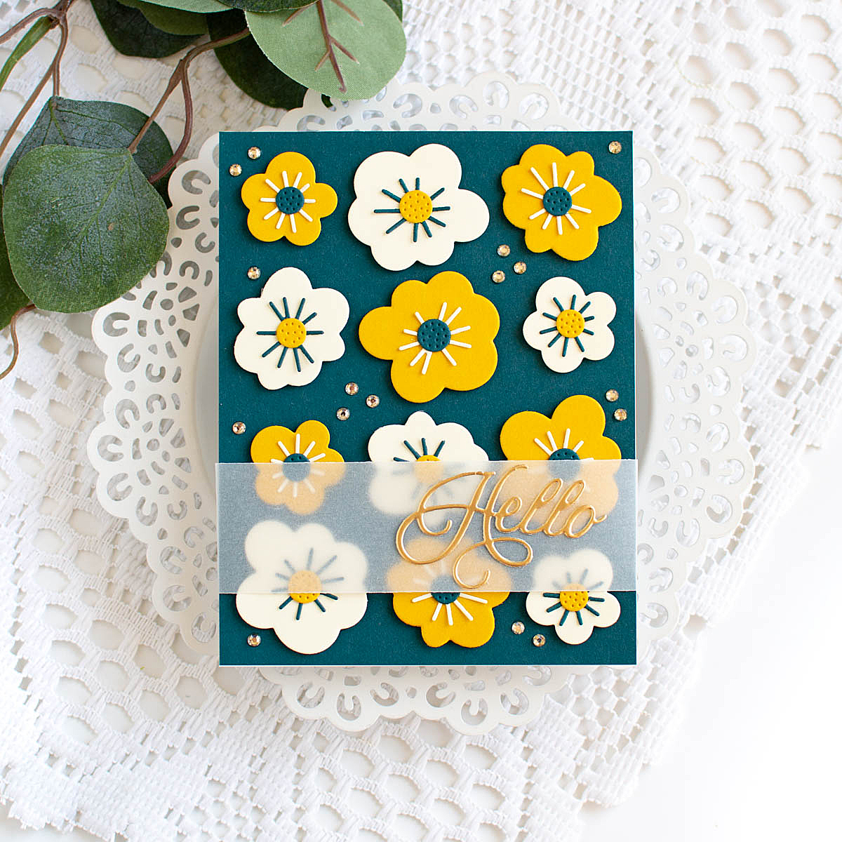 Simon Says Stamp Nuvelli Script Hello Wafer Dies s1035 Happy Camper Hello Card | color-code:ALT04